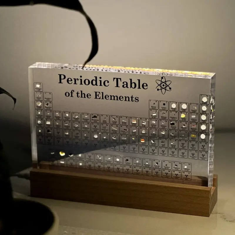 Periodic Table with Real Elements - Acrylic LED Display