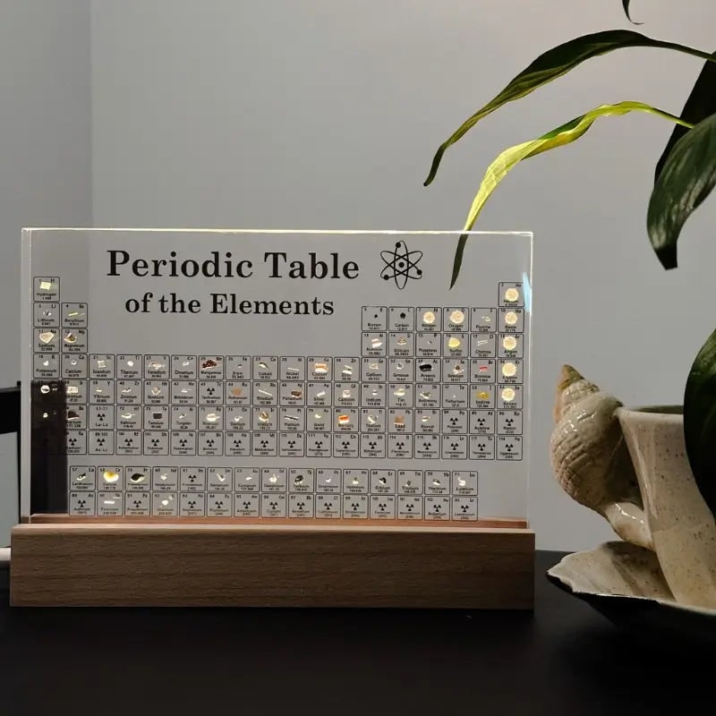 Periodic Table with Real Elements - Acrylic LED Display - Large