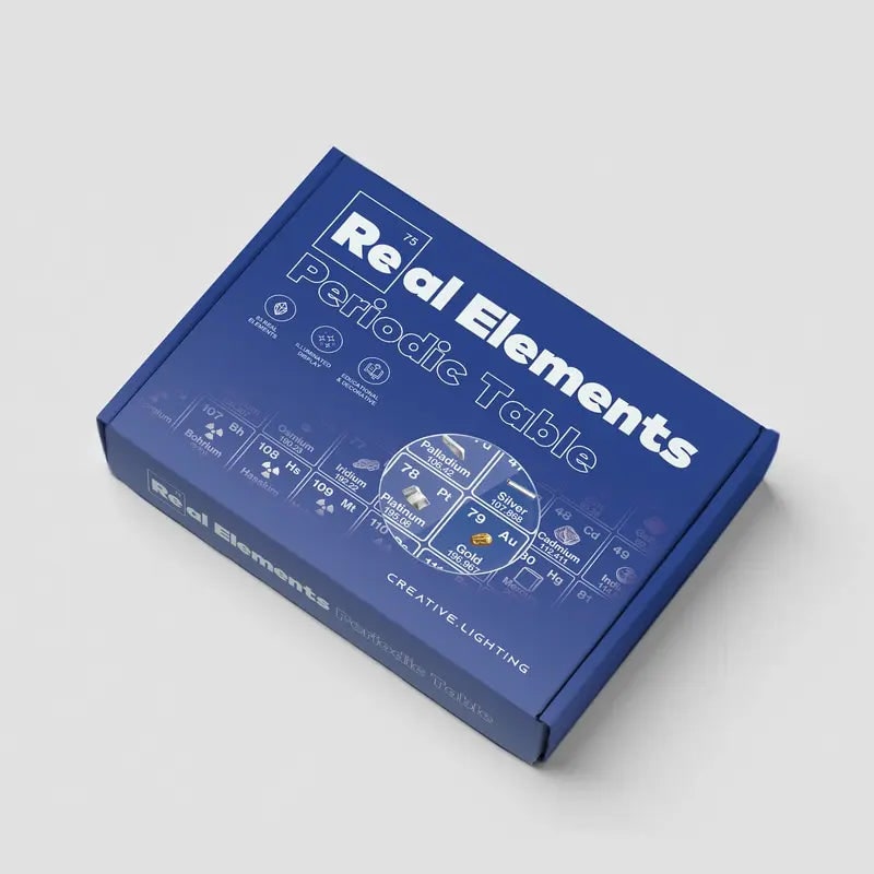 Periodic Table with Real Elements - Acrylic LED Display