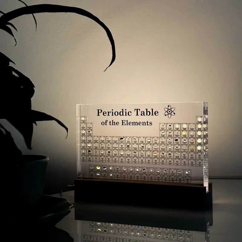 Periodic Table with Real Elements - Acrylic LED Display