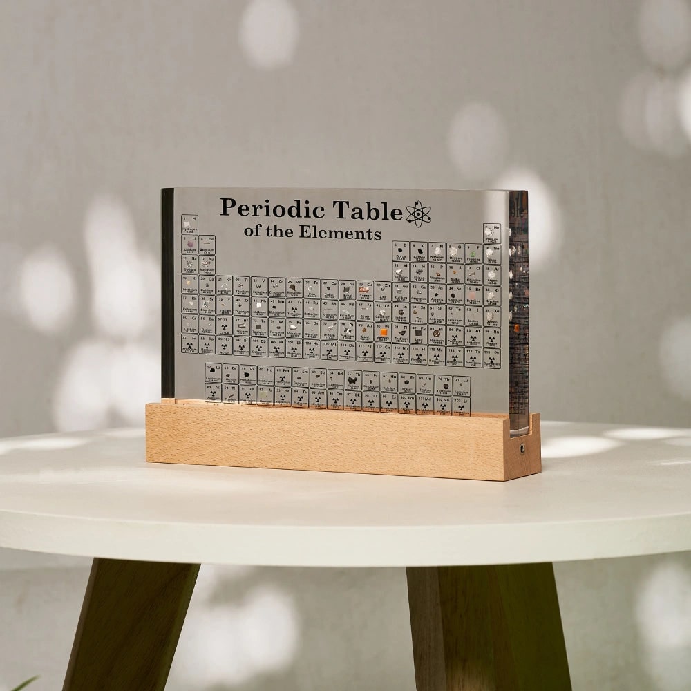 Periodic Table with Real Elements - Acrylic LED Display