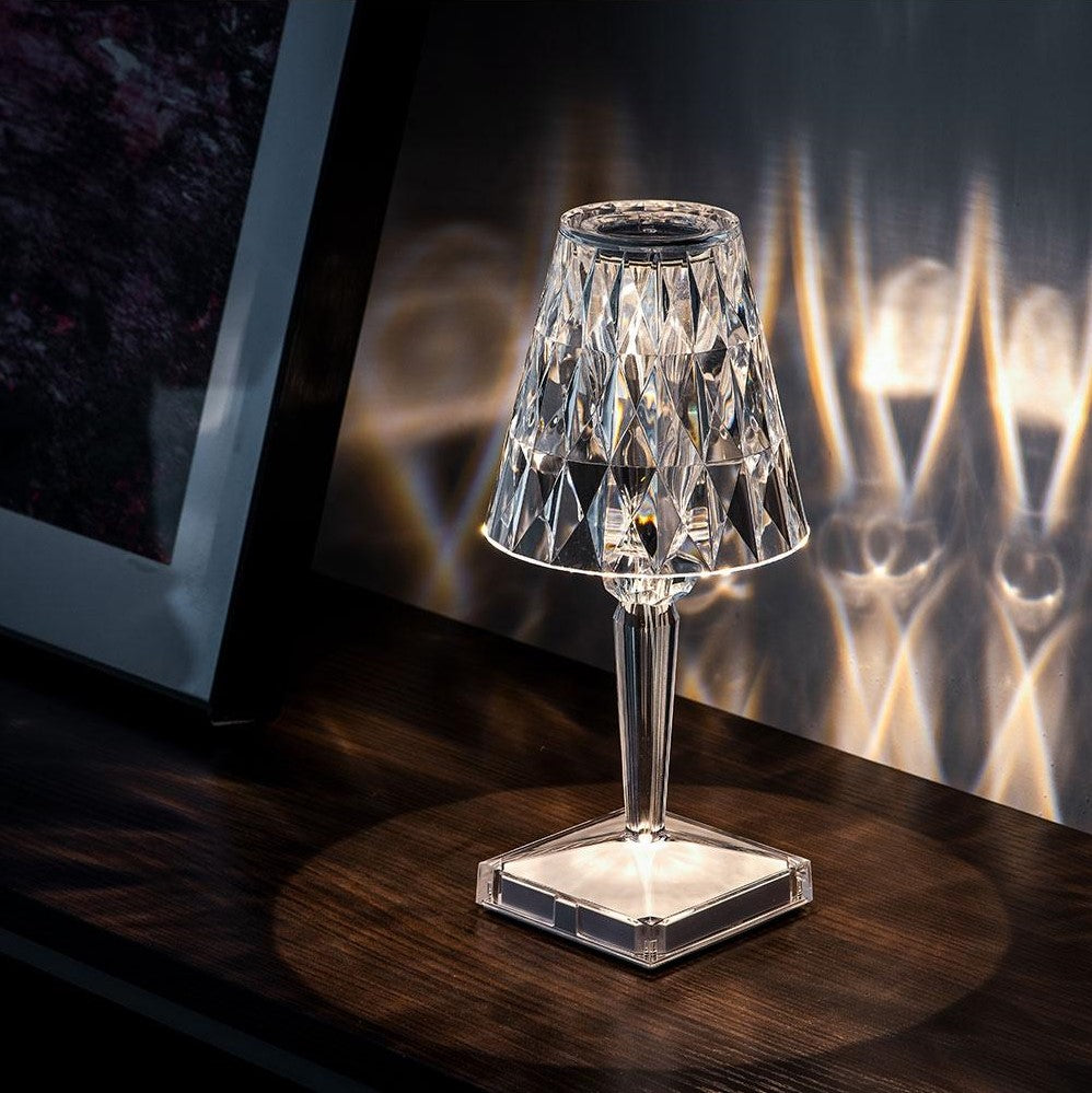Elegant Crystal Accent Lamp - Dimmable Rechargeable Lighting - Crystal