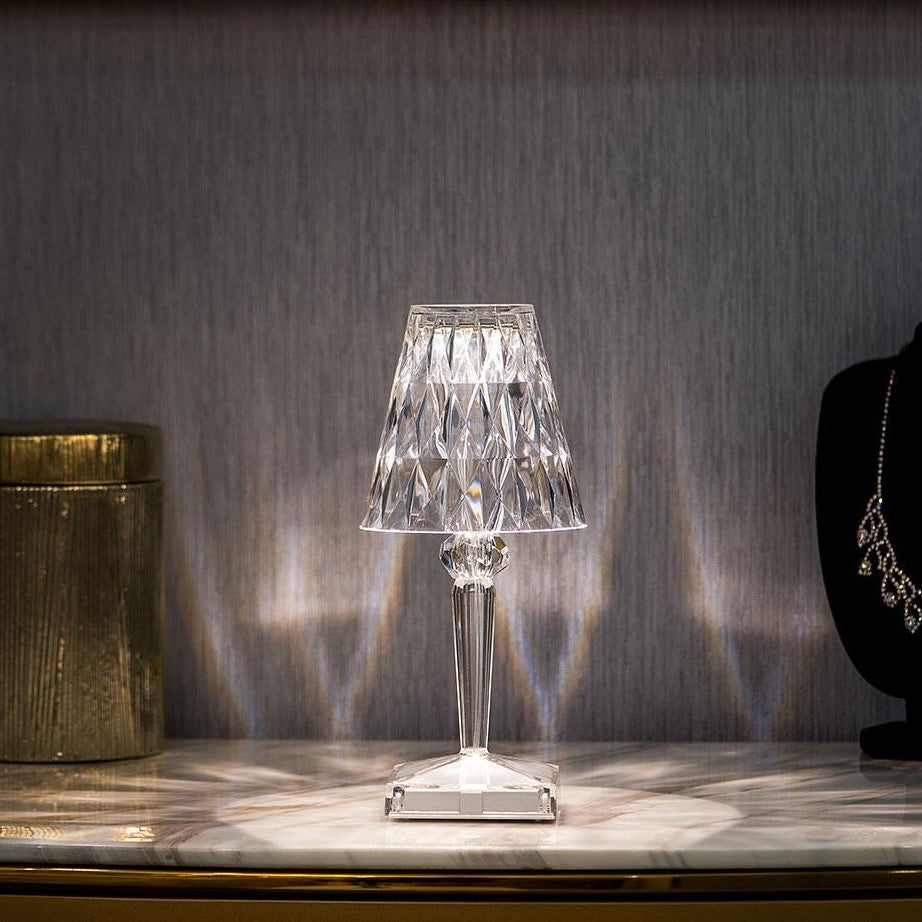 Elegant Crystal Accent Lamp - Dimmable Rechargeable Lighting