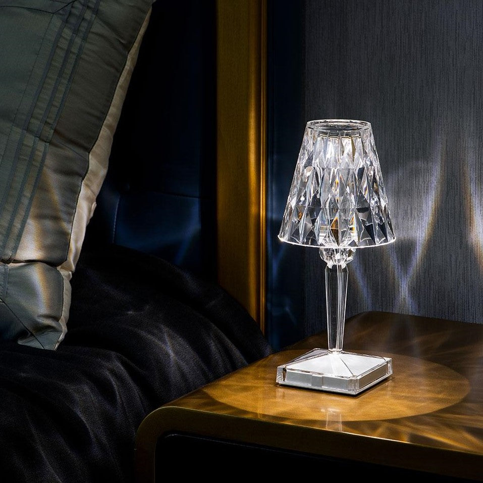 Elegant Crystal Accent Lamp - Dimmable Rechargeable Lighting