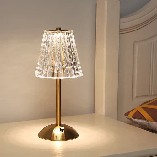 Crystal Table Lamp - Decorative Golden Light
