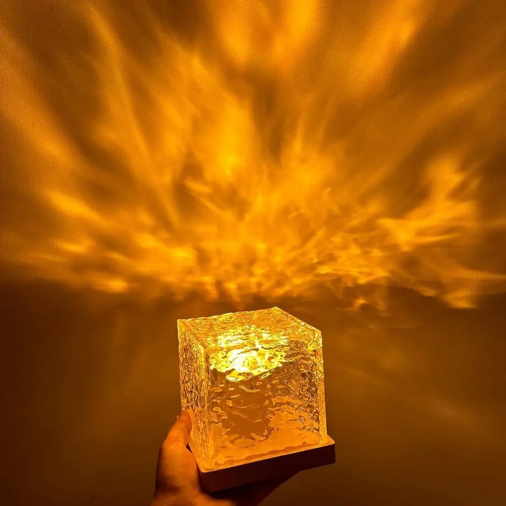 Water Ripple Cube Projector Lamp - Remote Control LED Aurora
