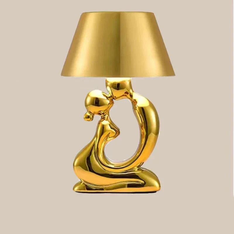 Sculpture Table Lamp - Cordless Rechargeable Ambient Lighting - Gold B