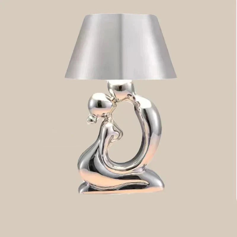 Sculpture Table Lamp - Cordless Rechargeable Ambient Lighting - Silver A
