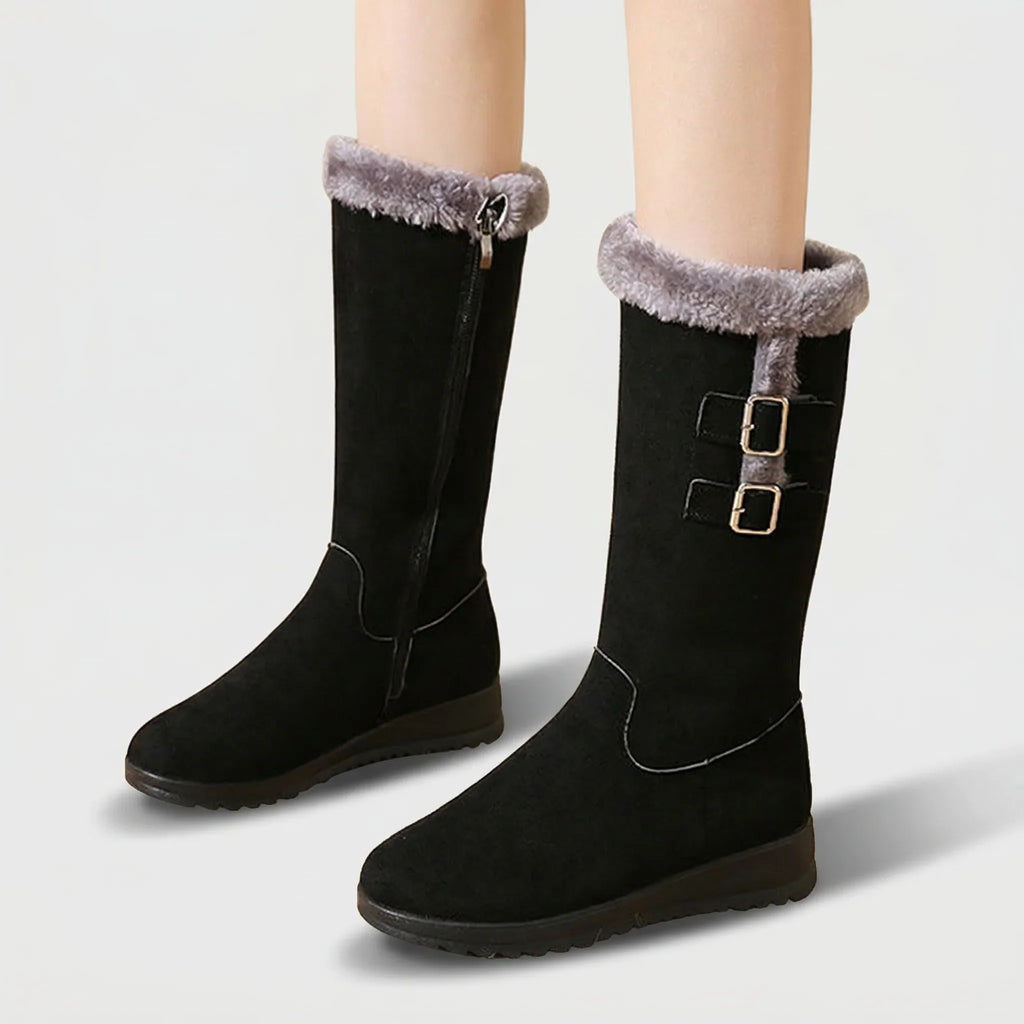 Women's Mid-Calf Buckle Warm-Lined Boots