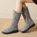 Women's Mid-Calf Buckle Warm-Lined Boots