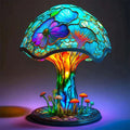 Stained Glass Table Lamp - Decorative Resin Shade & Warm LED - Lotus Flower