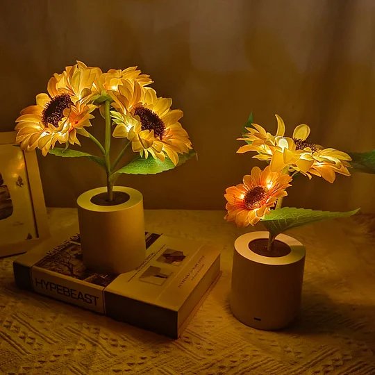 Sunflower Style LED Accent Lamp - Warm Decorative Light - Double-head