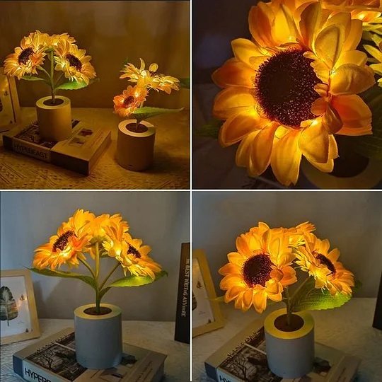 Sunflower Style LED Accent Lamp - Warm Decorative Light - Triple-head