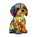 Stained Glass Dog Table Lamp - Mosaic LED Night Light - A