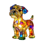 Stained Glass Dog Table Lamp - Mosaic LED Night Light - C