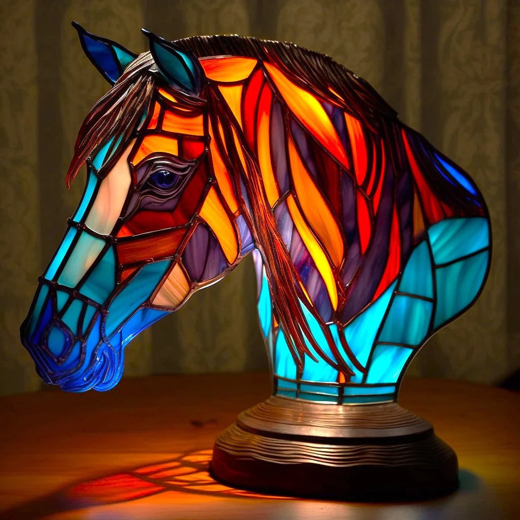 Tiffany-Style Stained Glass Animal Table Lamp - Mosaic Design - Dolphin / 17 cm