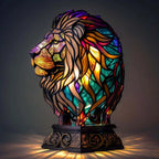 Tiffany-Style Stained Glass Animal Table Lamp - Mosaic Design - Pig / 17 cm