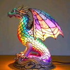 Tiffany-Style Stained Glass Animal Table Lamp - Mosaic Design - Unicorn / 17 cm