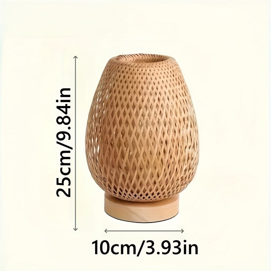 Bamboo Woven Bedside Table Lamp - USB Powered & Dimmable