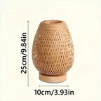 Bamboo Woven Bedside Table Lamp - USB Powered & Dimmable