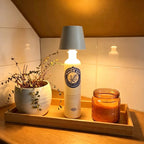 Cordless Bottle Table Lamp - Rechargeable LED Metal Design