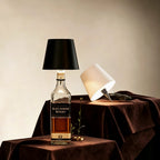 Cordless Bottle Table Lamp - Rechargeable LED Metal Design - Matte White