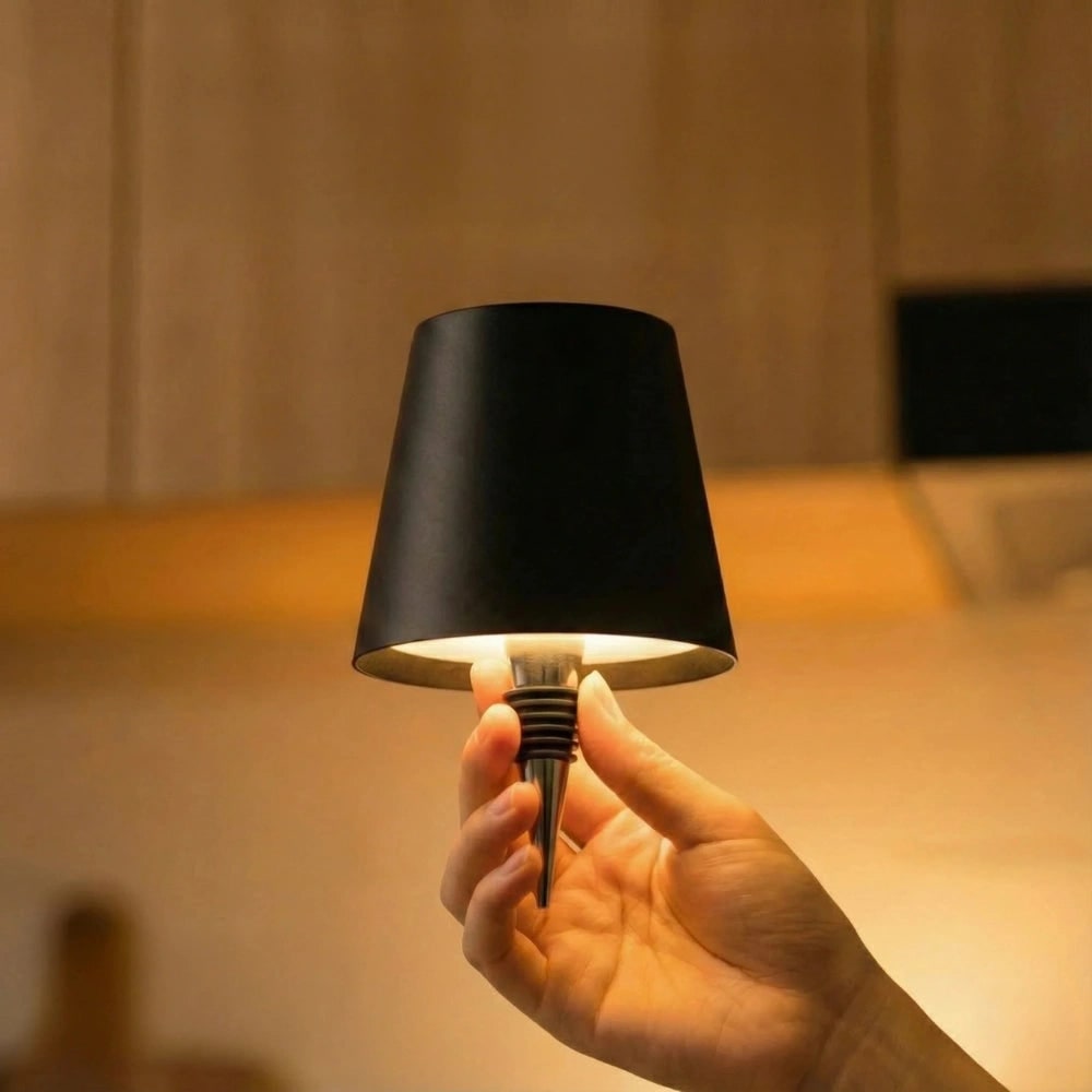 Cordless Bottle Table Lamp - Rechargeable LED Metal Design
