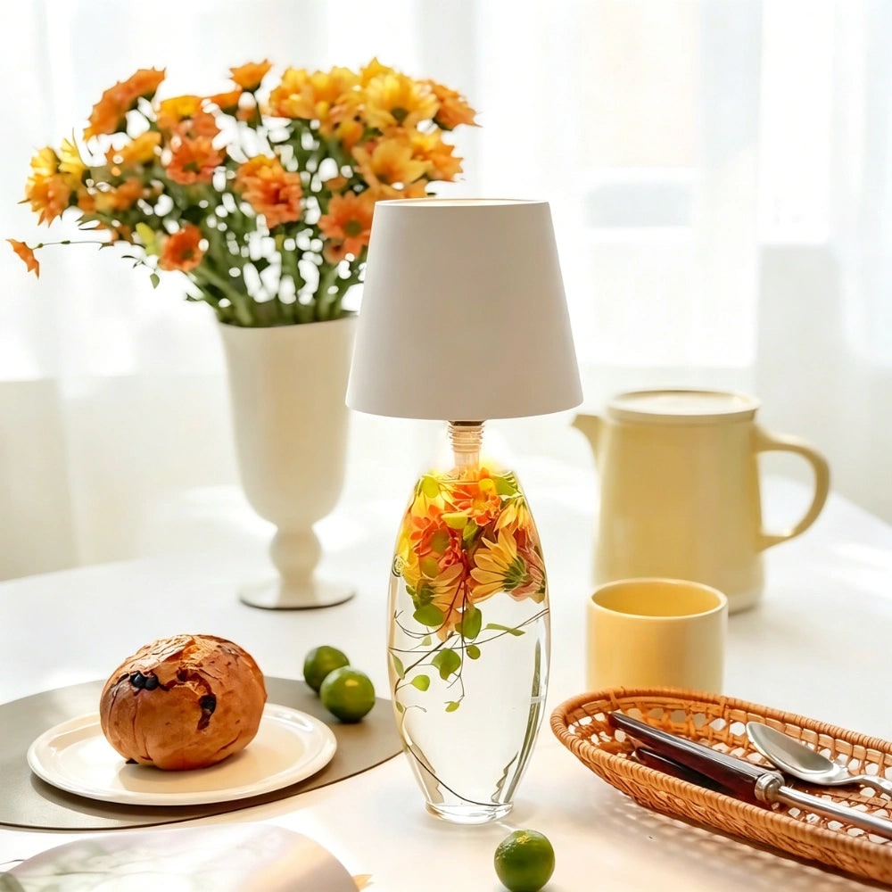 Cordless Bottle Table Lamp - Rechargeable LED Metal Design - Gold