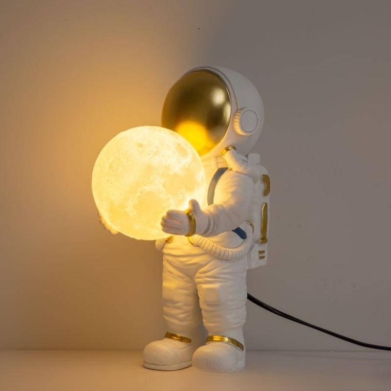 Astronaut Table Lamp - Mid-Century Touch Light, Set of 2 - Light Source Not Included / Brown Planet Plug