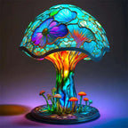 Stained Glass Table Lamp - Vibrant Decorative Glow - Lotus Flower / 15 cm (5.9 in)