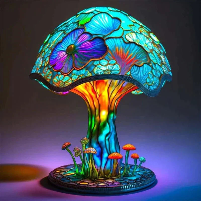 Stained Glass Table Lamp - Vibrant Decorative Glow - Lotus Flower / 15 cm (5.9 in)