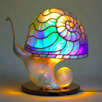 Stained Glass Table Lamp - Vibrant Decorative Glow - Snails / 15 cm (5.9 in)
