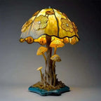 Stained Glass Table Lamp - Vibrant Decorative Glow - Golden Mushroom / 15 cm (5.9 in)