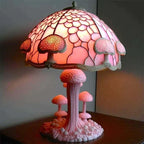 Stained Glass Table Lamp - Vibrant Decorative Glow - Pink Mushroom / 15 cm (5.9 in)