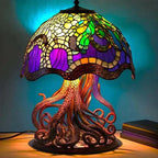 Stained Glass Table Lamp - Vibrant Decorative Glow - Octopus / 15 cm (5.9 in)