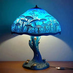 Stained Glass Table Lamp - Vibrant Decorative Glow - Blue Mushroom / 15 cm (5.9 in)