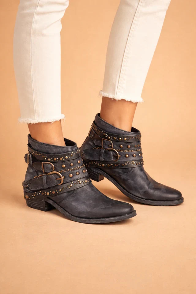 Women's Pointed Toe Cowboy Boots – Western Ankle Boots - Brown