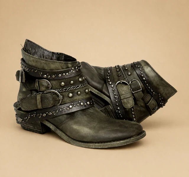 Women's Pointed Toe Cowboy Boots – Western Ankle Boots - Brown