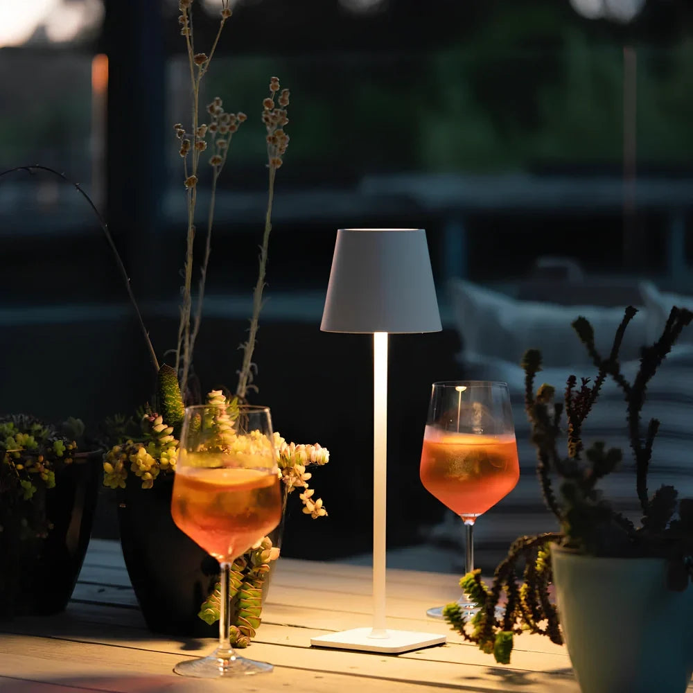 Tall Dimmable Table Lamp - Touch-Control Rechargeable LED - Matte Grey