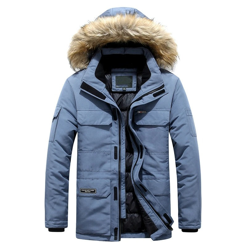 Willem | Men's Warm Fleece-Lined Winter Jacket with Luxurious Fur Collar