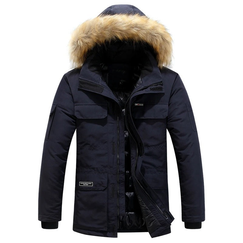 Willem | Men's Warm Fleece-Lined Winter Jacket with Luxurious Fur Collar