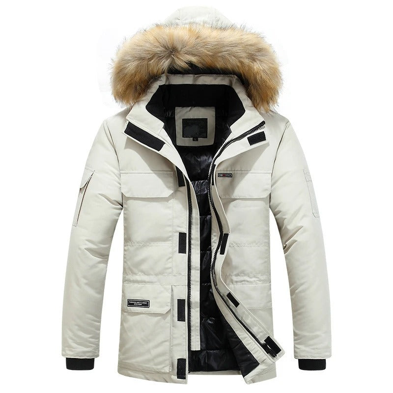 Willem | Men's Warm Fleece-Lined Winter Jacket with Luxurious Fur Collar