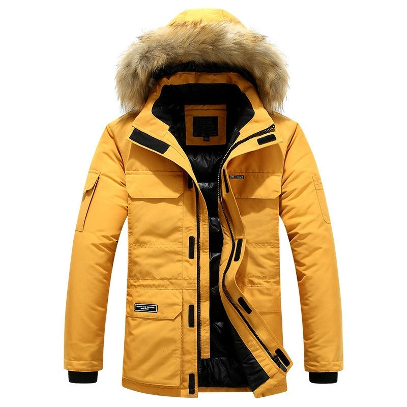 Willem | Men's Warm Fleece-Lined Winter Jacket with Luxurious Fur Collar