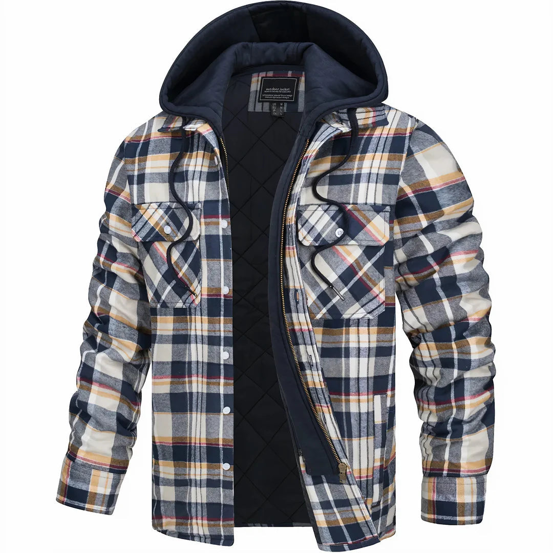 Men’s Checked Lined Hooded Winter Jacket – Warm, Stylish & Comfortable Outerwear