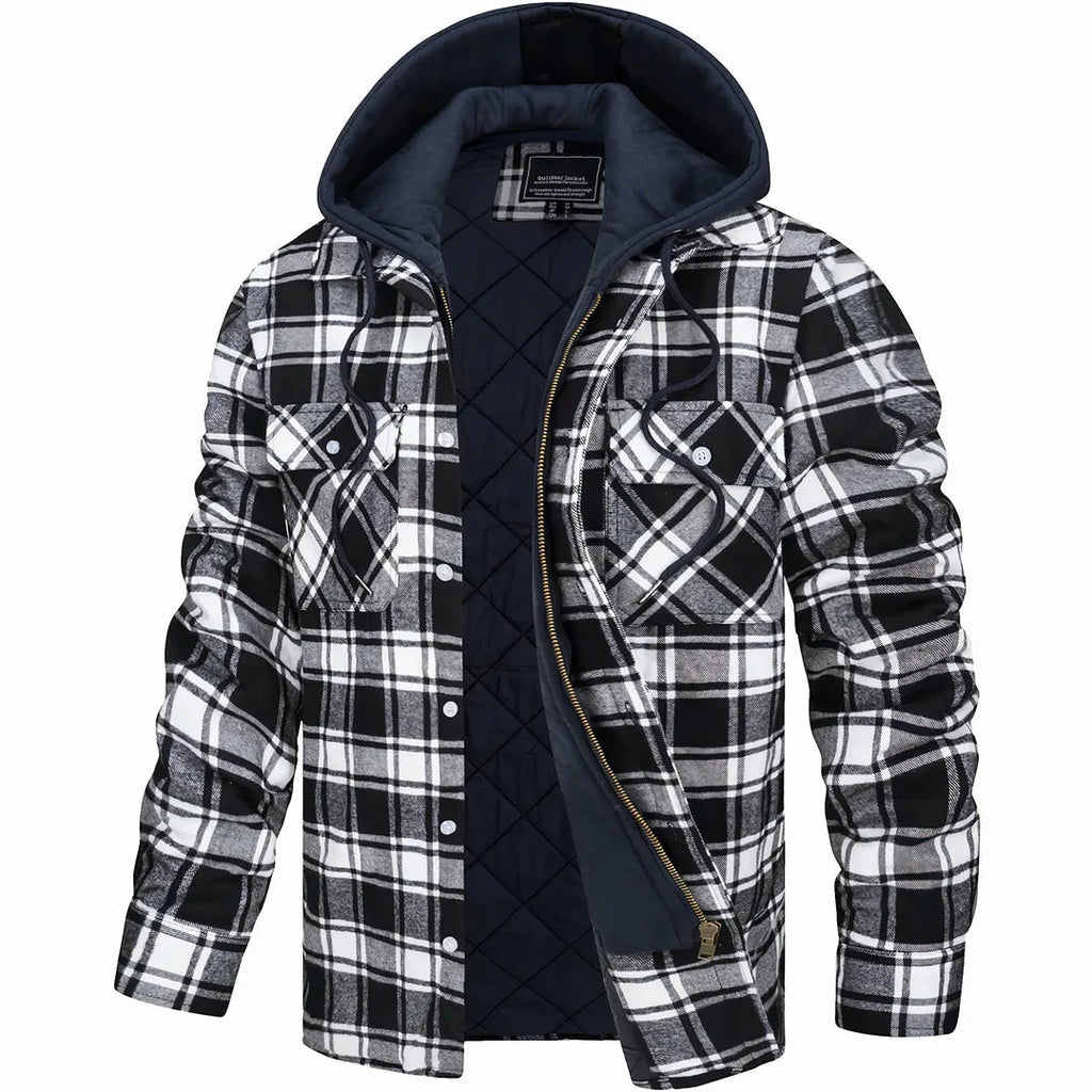 Men’s Checked Lined Hooded Winter Jacket – Warm, Stylish & Comfortable Outerwear