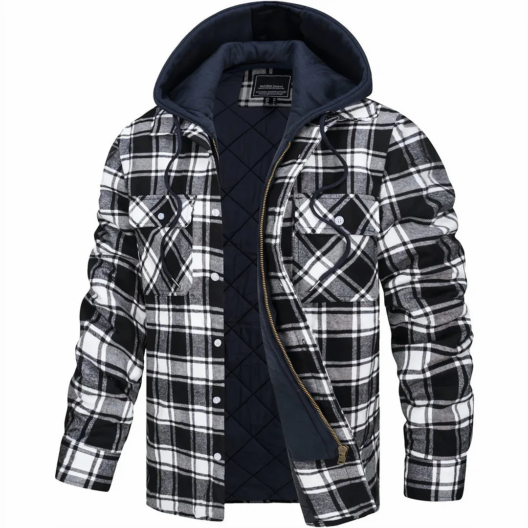 Men’s Checked Lined Hooded Winter Jacket – Warm, Stylish & Comfortable Outerwear