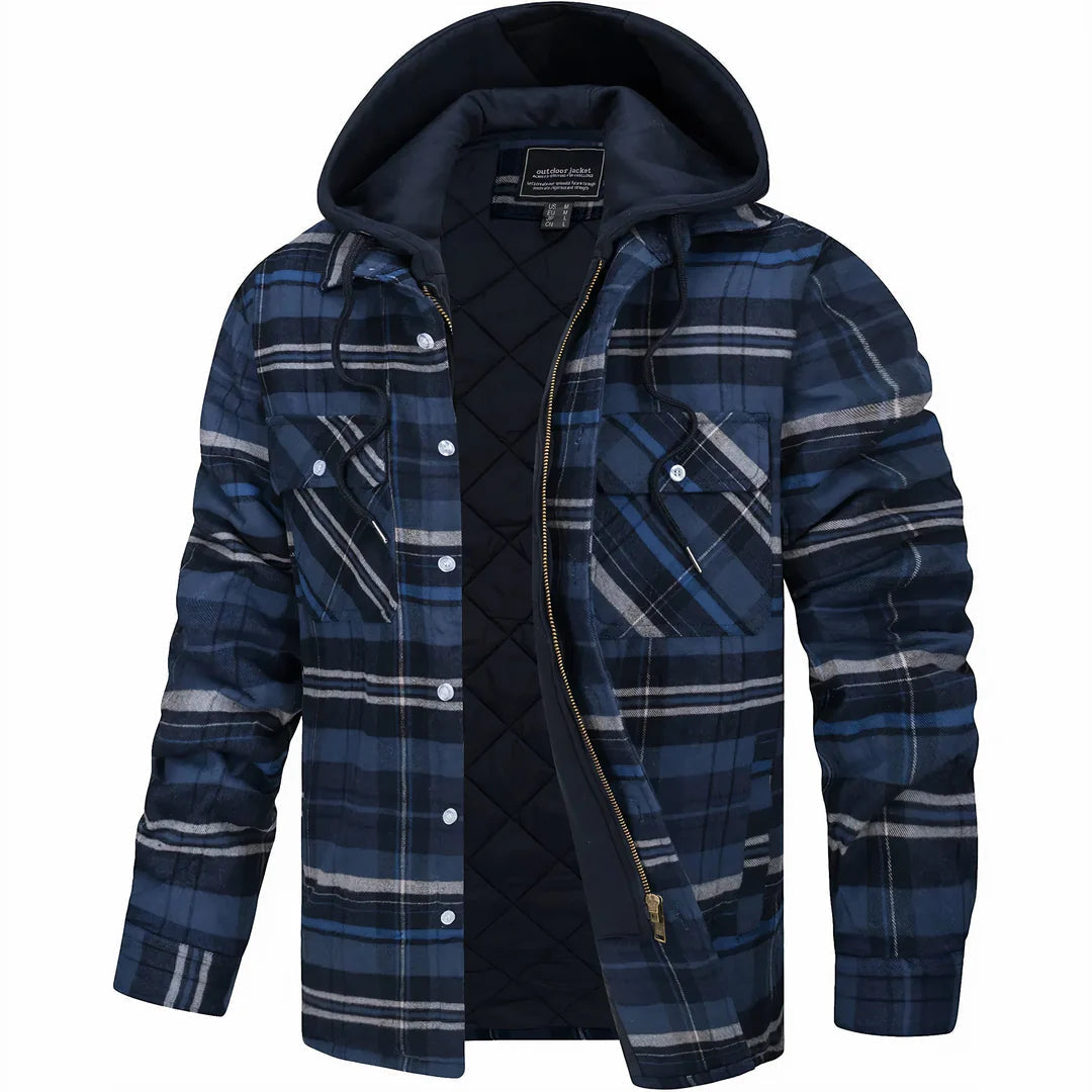 Men’s Checked Lined Hooded Winter Jacket – Warm, Stylish & Comfortable Outerwear