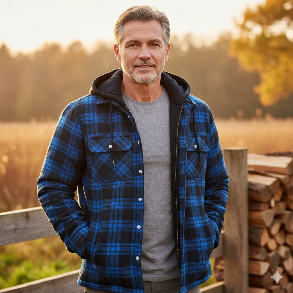 Men’s Checked Lined Hooded Winter Jacket – Warm, Stylish & Comfortable Outerwear