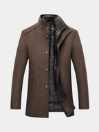Men's Warm Quilted Winter Jacket with Stand Collar