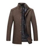 Men's Warm Quilted Winter Jacket with Stand Collar